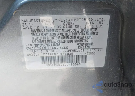 2020 Nissan Kicks S Xtronic Cvt from USA, damaged, VIN 3N1CP5BV5LL480061